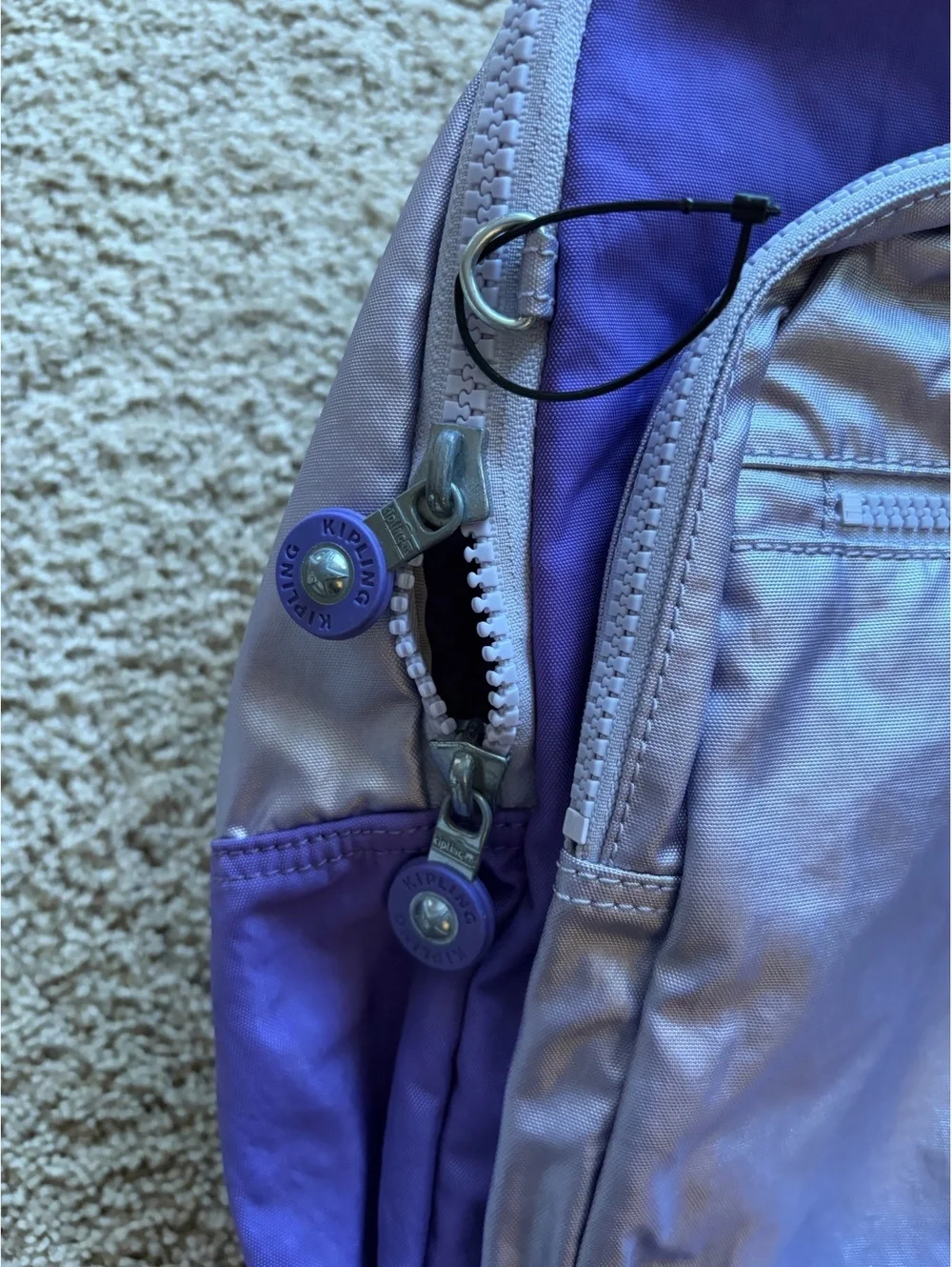 Kipling Seoul Large Metallic Purple Laptop Backpack  NWOT two tone